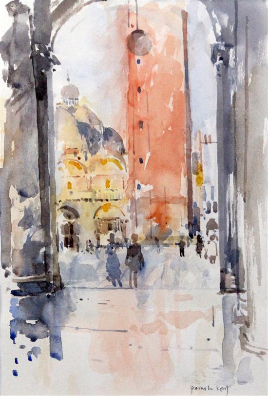 Pamela Kay (20th C.) St Marks Square from the west end and Camel rider, Jaislmere 9 x 11.5in and 11.5 x 8in.